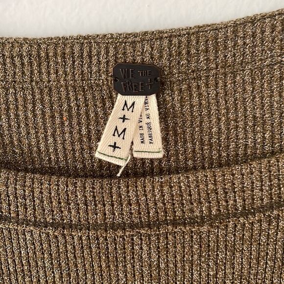 Free People We the Free Blossom Thermal Balloon Sleeve Top Size Medium - Picture 3 of 8